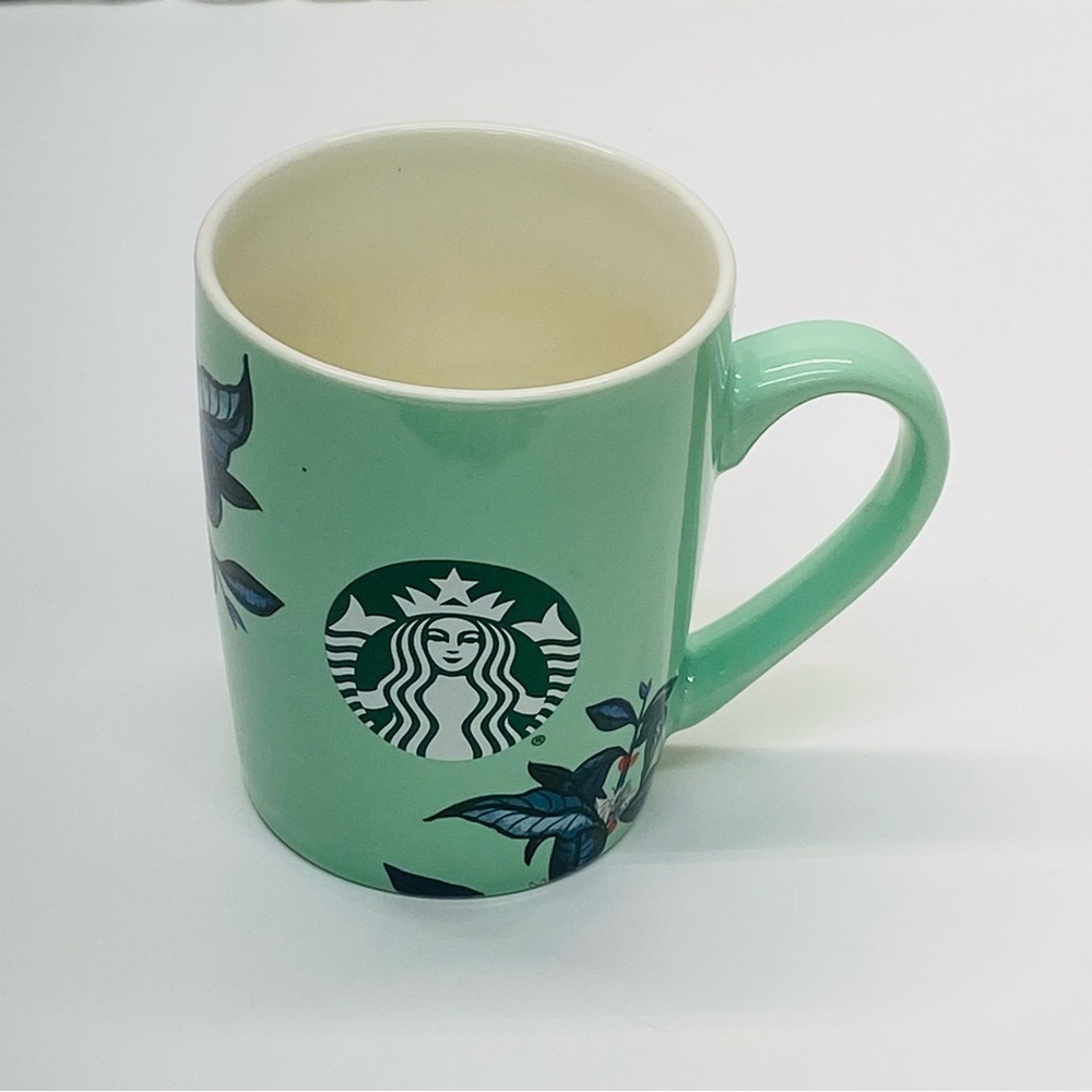 Starbucks 2021 Mint Green Floral Leaves Mermaid Logo Coffee Teacup Mug 10oz.